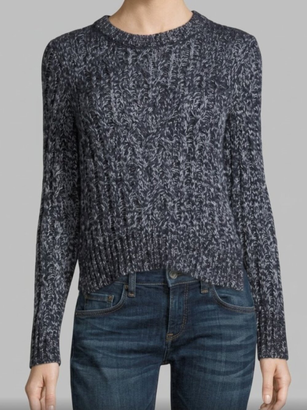 Rag & Bone | Adira Navy & Silver White Marled Crew Neck Sweater | Size XS